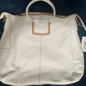 HOBO Cream and Tan Leather Shoulder Bag